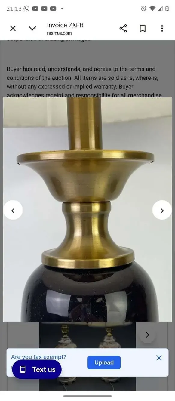 VTG Stiffel Neoclassical Blue Black Porcelain Brass Hollywood Regency Table Lamp